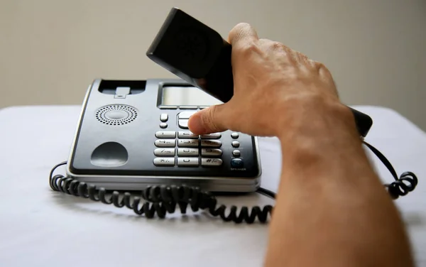 Salvador Bahia Brasil Agosto 2020 Teléfono Fijo Una Mesa Oficina —  Fotos de Stock