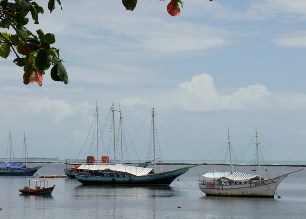 Porto Seguro Bahia Brasil Junho 2014 Escuna Vista Foz Rio — Fotografia de Stock