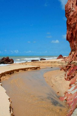 Prado, Bahia / Brezilya - 12 Eylül 2008: Tororao Sahili manzaralı, Prado kıyıları, Bahia 'nın güneyinde.. 