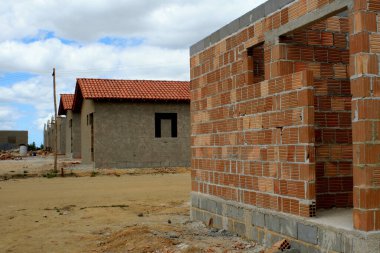 Itamaraju, Bahia / Brezilya - 4 Eylül 2008: Bahia 'nın güneyindeki Itamaraju şehrinde Brezilya' nın popüler mutluluk programının inşaatı. * * * Yerel altyazı * *