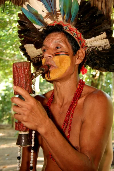 Porto Seguro Bahia Brasil Abril 2009 Índios Pataxo São Vistos — Fotografia de Stock