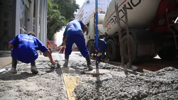 Salvador Bahia Brésil Septembre 2020 Des Travailleurs Travaillent Rénovation Des — Video