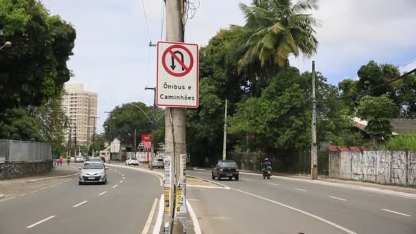 Salvador Bahia Brazil December 2020 Förflyttning Fordon Allmänna Vägar Staden — Stockvideo