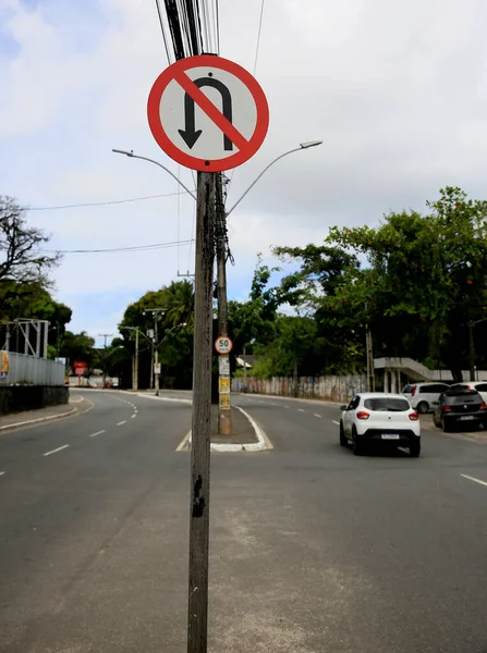 Salvador Bahia Brasil Septiembre 2020 Señal Tráfico Indica Que Está —  Fotos de Stock
