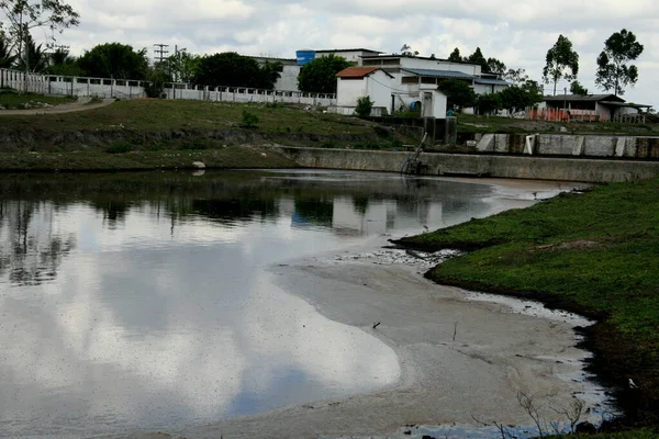 Eunápolis Bahia Brasil Outubro 2008 Lagoa Águas Residuais Industriais Vista — Fotografia de Stock