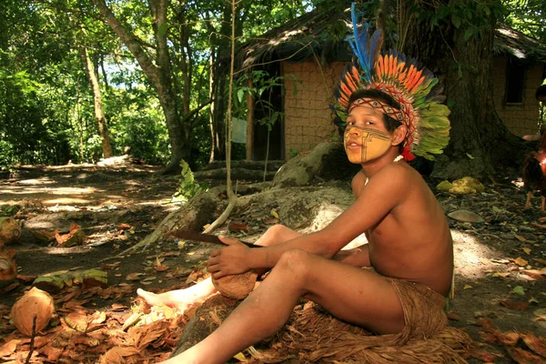 Porto Seguro Bahia Brazil April 2009 Pataxo Indians Seen Village — Stock Photo, Image