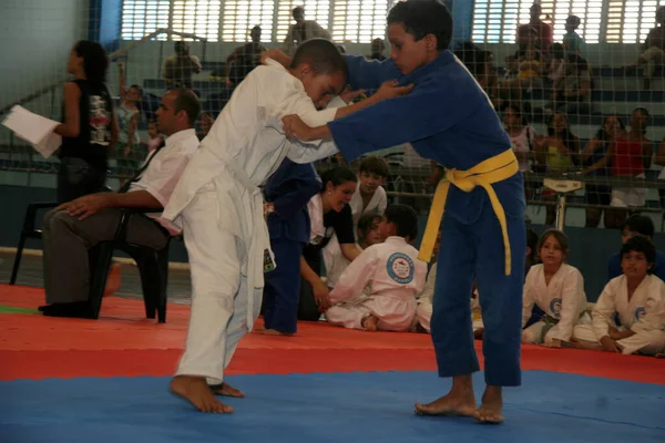 Eunápolis Bahia Brasil Maio 2009 Atletas Judô São Vistos Durante — Fotografia de Stock