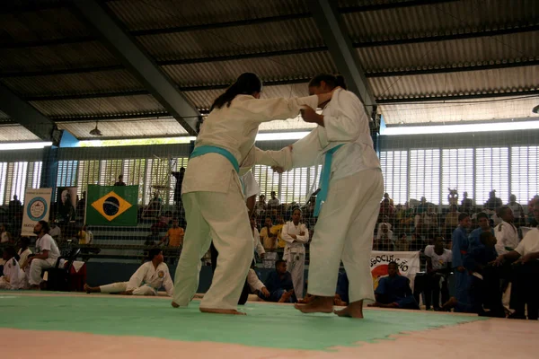 Eunápolis Bahia Brasil Maio 2009 Atletas Judô São Vistos Durante — Fotografia de Stock
