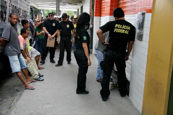 Salvador Bahia Brasil Febrero 2008 Agentes Policía Federal Están Cumpliendo — Foto de Stock