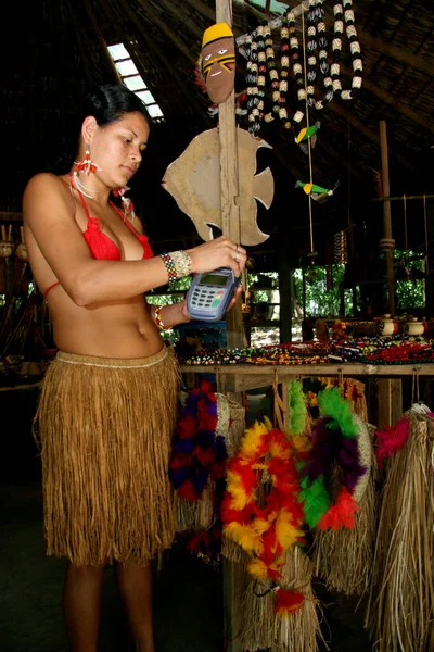 Porto Seguro Bahia Brazil Luty 2008 India Pataxo Audeia Jaqueira — Zdjęcie stockowe