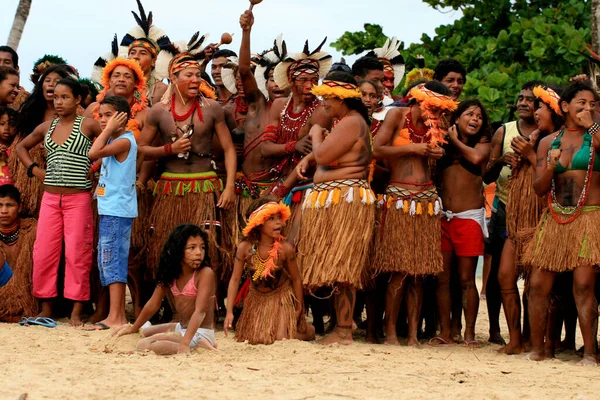 Santa Cruz Cabralia Bahia Brazil April 2009 Indians Pataxo Ethnic — Stock Photo, Image