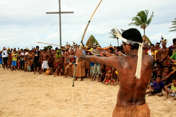 Santa Cruz Cabralia Bahia Brasil Abril 2009 Índios Grupo Étnico — Fotografia de Stock