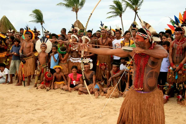 Santa Cruz Cabralia Bahia Brazil Aprile 2009 Gli Indiani Del — Foto Stock