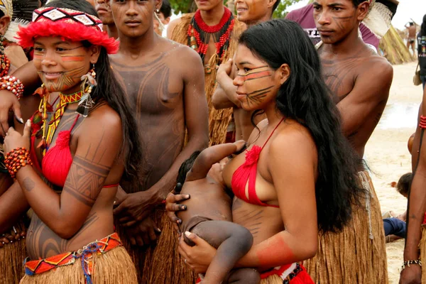 Santa Cruz Cabralia Bahia Brazil April 2009 Indians Pataxo Ethnic — 스톡 사진