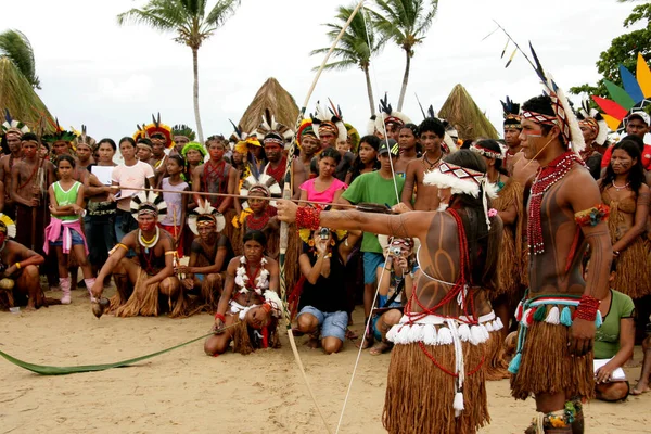 Santa Cruz Cabralia Bahia Brasil Abril 2009 Índios Grupo Étnico — Fotografia de Stock