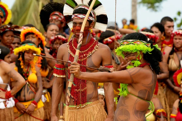 Santa Cruz Cabralia Bahia Brasil Abril 2009 Índios Grupo Étnico — Fotografia de Stock