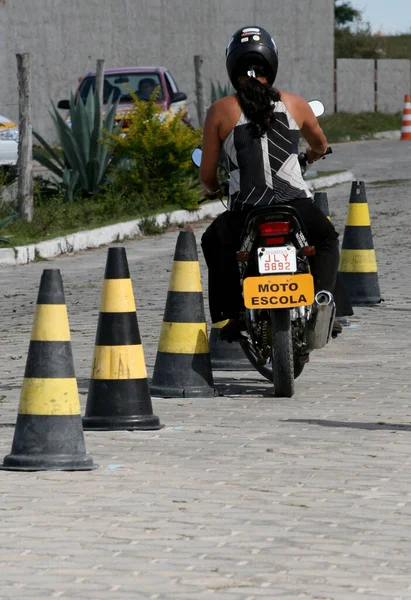 Eunapolis Bahia Brésil Avril 2008 Motocycliste Est Pendant Formation Pour — Photo