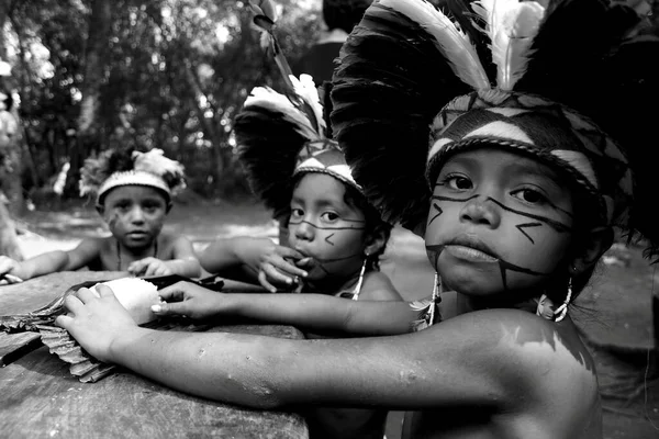 Porto Seguro Bahia Brasil Abril 2006 Índios Pataxo São Vistos — Fotografia de Stock