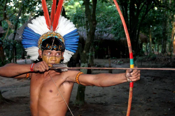 Porto Seguro Bahia Brasil Abril 2006 Índios Pataxo São Vistos — Fotografia de Stock