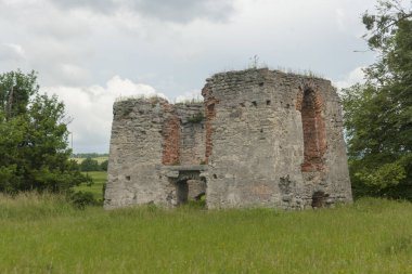 Eski kalenin manzarası. Ukrayna 'nın Lviv bölgesindeki Svirzh Kalesi.