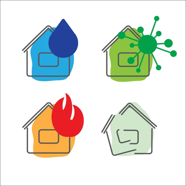 House insurance service icons. Vector illustration. Set — Stock Vector