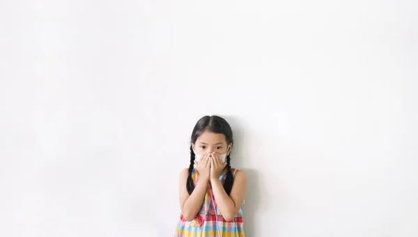 Asiático Criança Criança Menina Desgaste N95 Máscara Facial Nariz Com — Fotografia de Stock