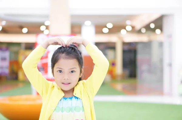 Asian Child Cute Kid Girl Lovely Smiling Make Heart Arm — Stock Photo, Image