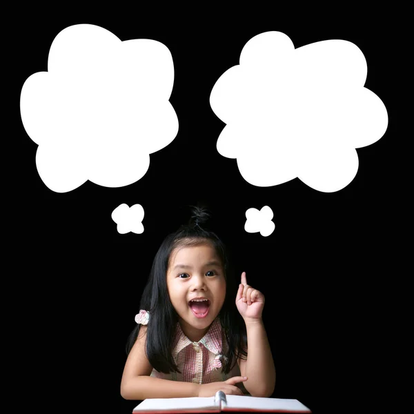 Asiático Criança Criança Menina Estudante Sono Leitura Pensando Para Nova — Fotografia de Stock
