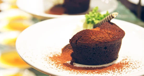 Bolo Chocolate Brownie Com Cacau Wafer Para Sobremesa Doce Comida — Fotografia de Stock