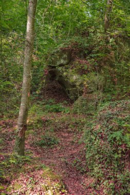 Huel Lee, Lüksemburg Kum Taşı 'ndaki insan yapımı mağaralardır. Orman ve mağaraların çevresi..