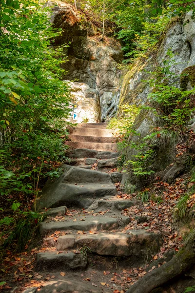 Die Huel Lee Sind Künstliche Höhlen Luxemburger Sandstein Der Wald — Stockfoto