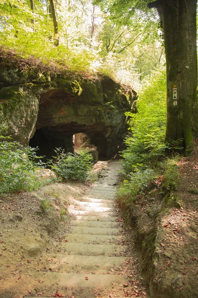 Die Huel Lee Sind Künstliche Höhlen Luxemburger Sandstein Der Wald — Stockfoto