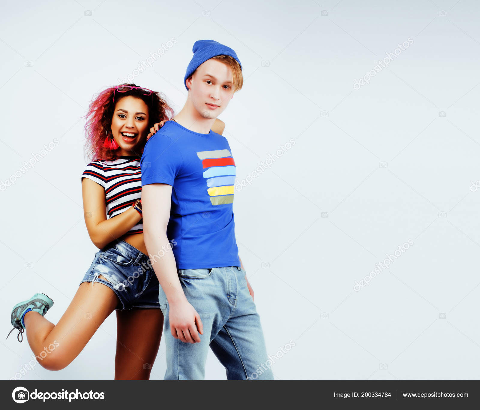 Best Friends Teenage Girl And Boy Together Having Fun Posing Em Stock Photo By C Iordani