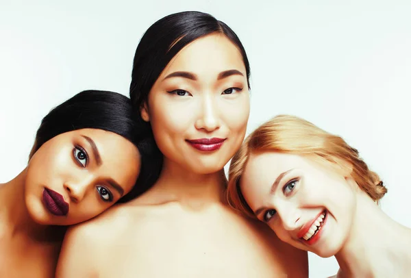 different nation woman: asian, african-american, caucasian toget