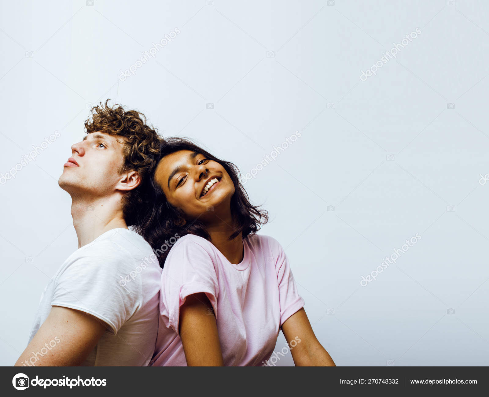 Best Friends Teenage Girl And Boy Together Having Fun Posing Emotional On White Background Couple Happy Smiling Lifestyle People Concept Blond And Brunette Multi Nations Close Up Stock Photo By C Iordani