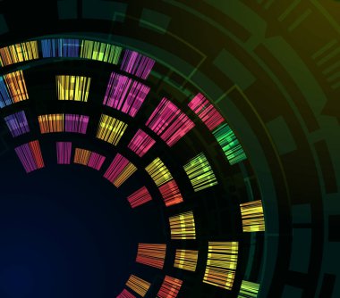 Fütüristik arka plan renkli elemanları ile. Vektör çizim.