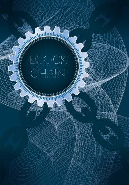 Teknolojik altyapı ile yazıt bloğu zinciri. Vektör çizim.