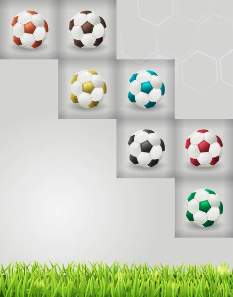 Fond Avec Des Ballons Football Colorés Illustration Vectorielle — Image vectorielle