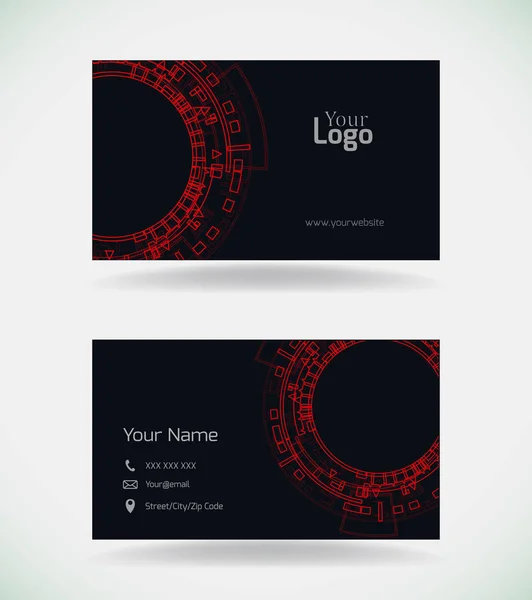 Business Card Template Red Elements Vector Illustration — Stock Vector