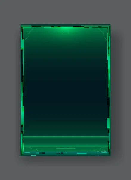 Futuristic tablet yeşil bir ekran ile. Vektör çizim.