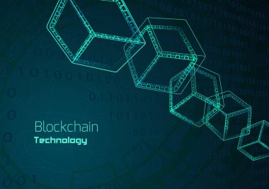 Fütüristik arka plan Yazıt blockchain teknolojisi ile. Vektör çizim.