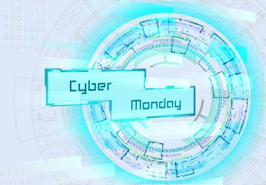 Cyber Pazartesi afiş parlak bir arka plan ile. Vektör çizim.
