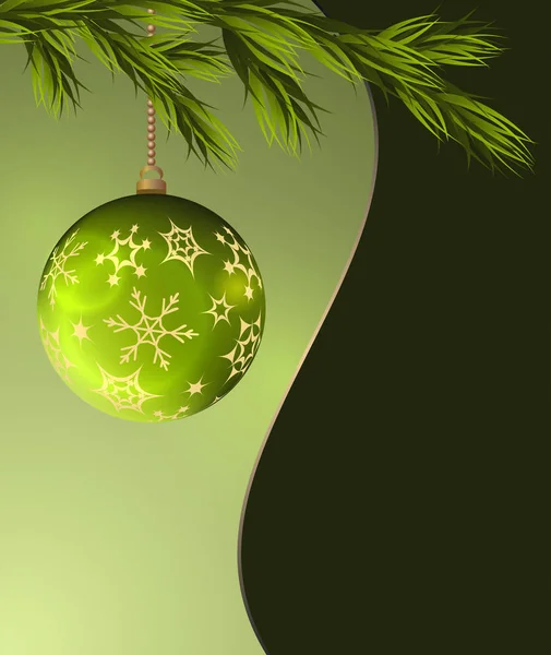 Weihnachtsgrußkarte Mit Grünem Ball Vector Abbildung — Stockvektor