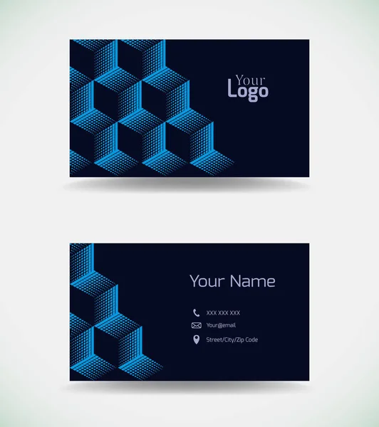 Business Card Template Blue Elements Vector Illustration — Stock Vector