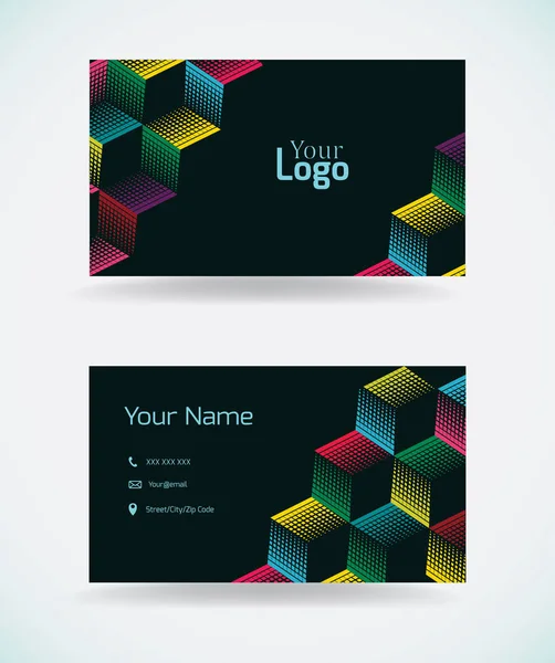 Business Card Template Colorful Geometric Elements Vector Illustration — Stock Vector