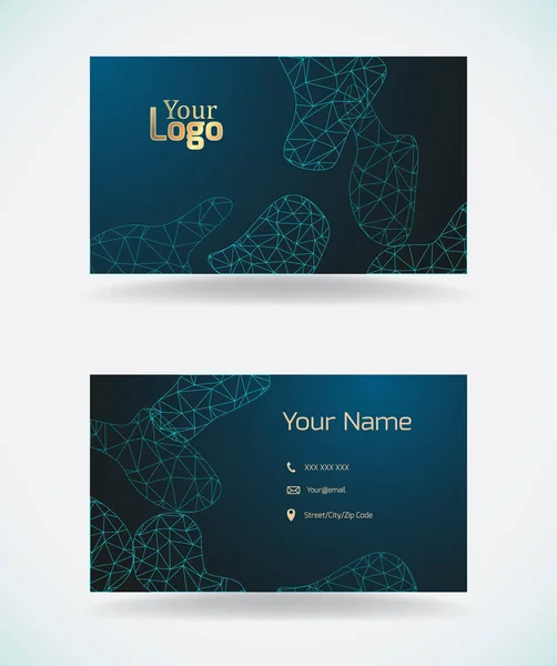 Business Card Template Blue Polygon Mesh Vector Illustration — Stock Vector