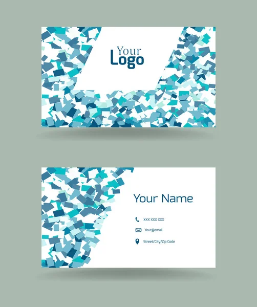 Business Card Template Blue Rectangles Pattern Vector Illustration — Stock Vector