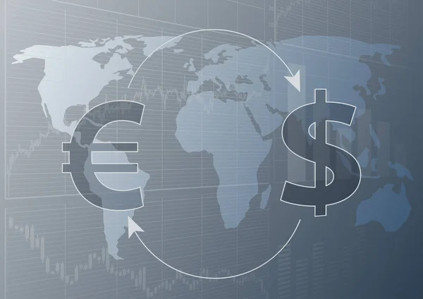 Globální Měna Obchodování Symboly Dolaru Eura — Stockový vektor