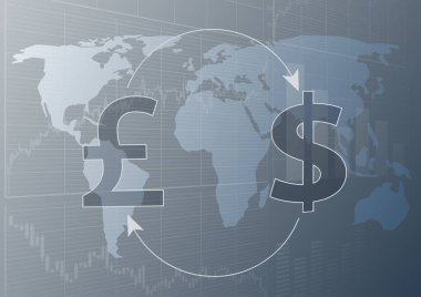 Döviz Alım Satım dolar ve sterlin. Vektör çizim.