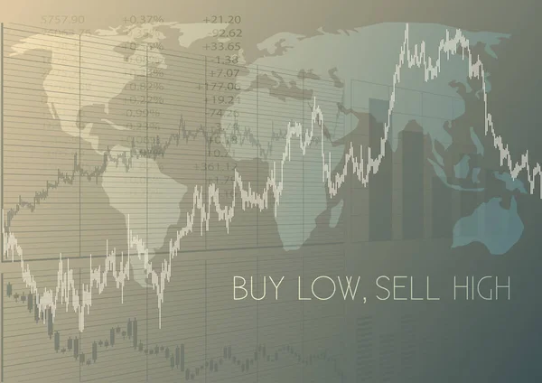 Nakoupit Nízko Prodat Vysoko Finanční Přísloví Burzovních Grafů — Stockový vektor